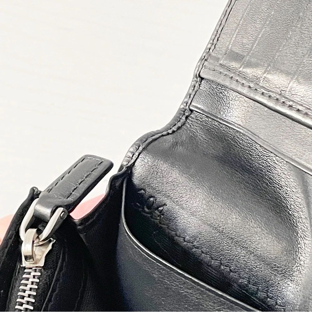 Prada black soft calfskin leather vertical breast pocket wallet